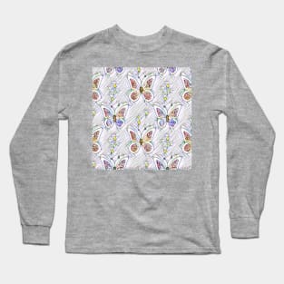 Iridescent Stained Glass Spring Butterfly (MD23SPR018b) Long Sleeve T-Shirt